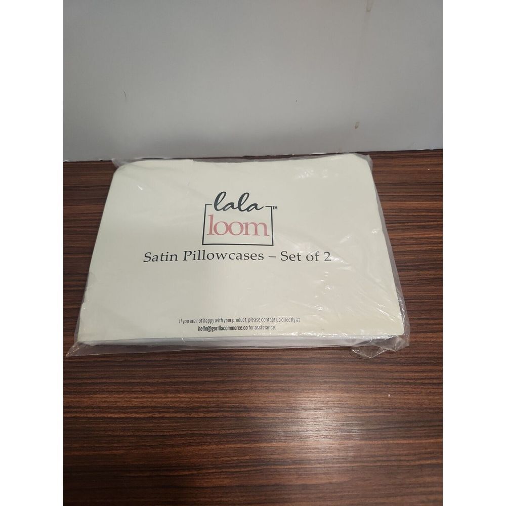 Lala Loom Satin Set Of 2 Pillowcases ‎ Bright White King 20"X40" Poly NIP